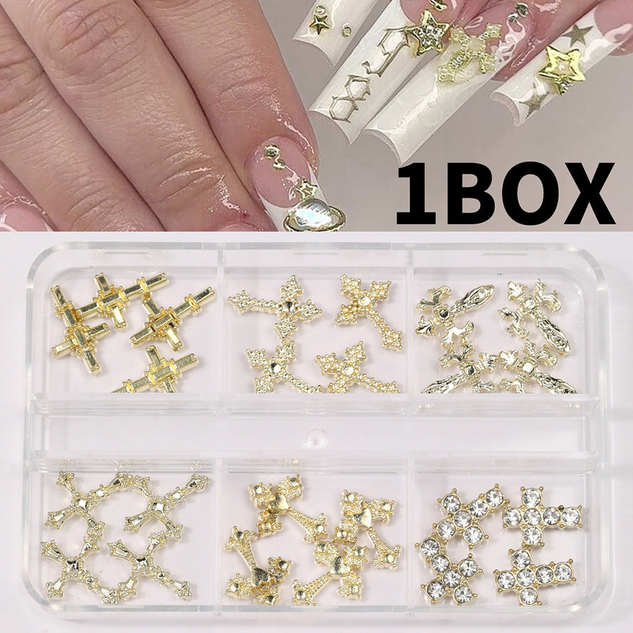 Multi-Style 3D Nail Charms Collection | Y2K, Gothic Crosses & Golden Butterfly Assortments