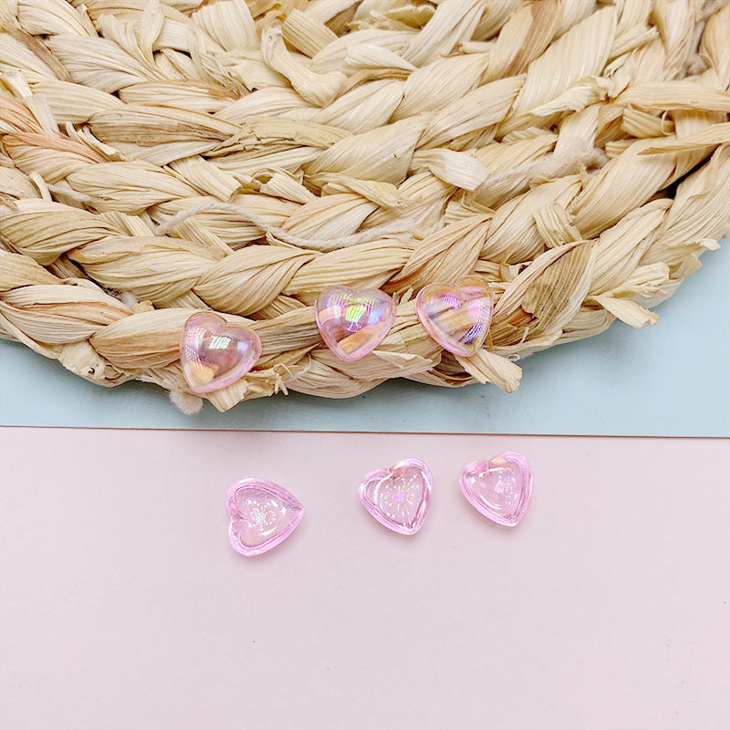 Colorful Heart-Shaped Flat-Back Resin Gems | Nail Art & DIY Decoration