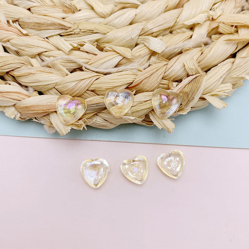 Colorful Heart-Shaped Flat-Back Resin Gems | Nail Art & DIY Decoration