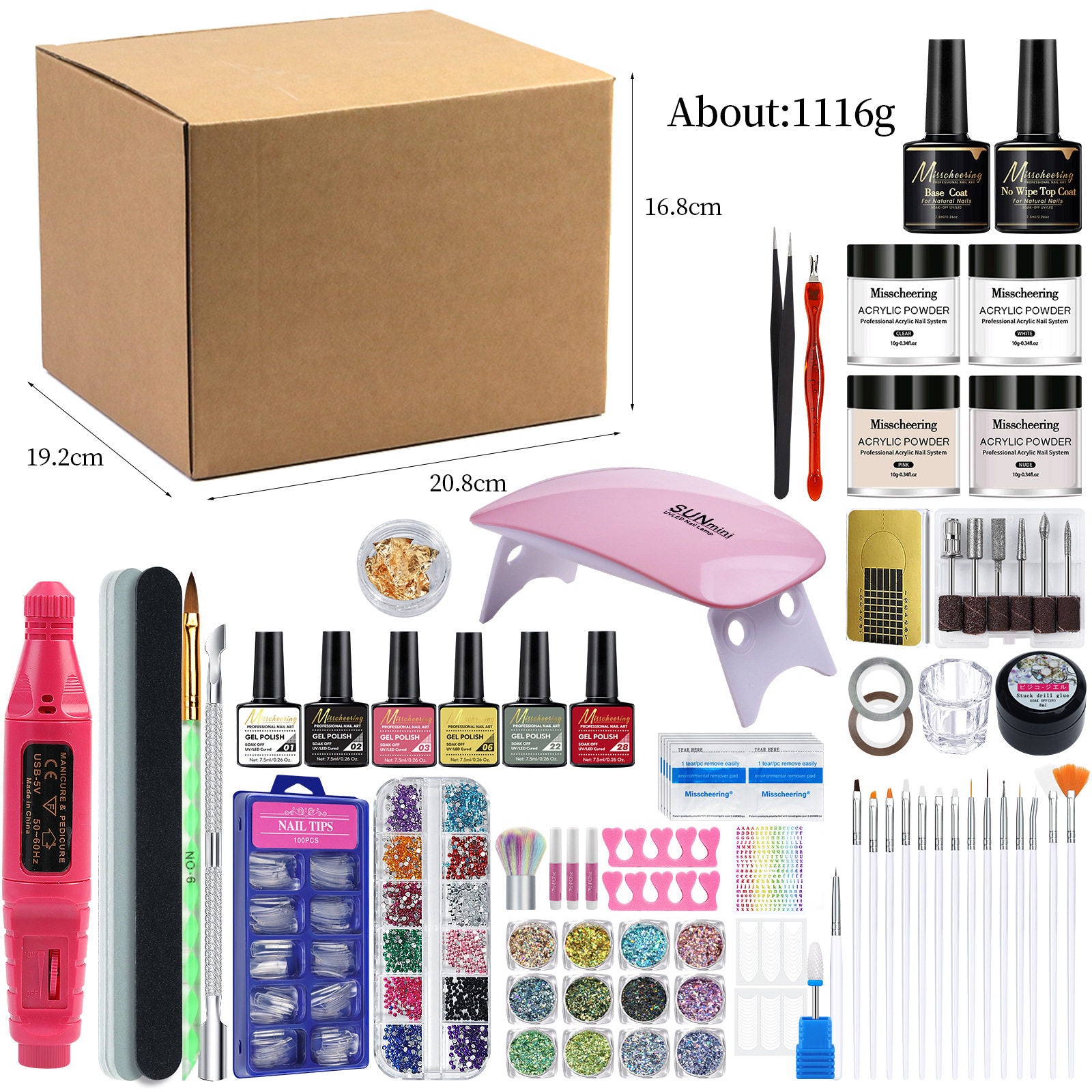 Misscheering Acrylic Nail Starter Kit | Glitter Collection
