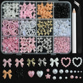 12-Grid Nail Jewelry Set | Bows, Pearls, Butterflies & More