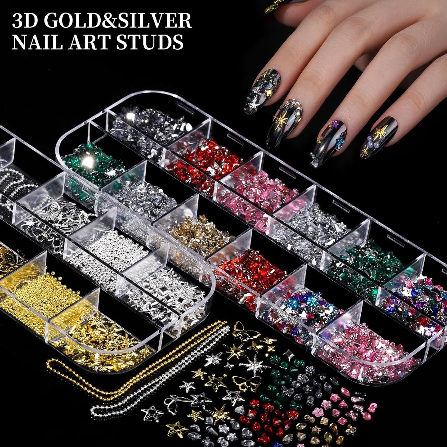 Nail Art Jewelry Full Set Bow Knot Shaped Diamonds Mixed Symphony Pearl Heart Sequins Nail Art Nail Jewelry