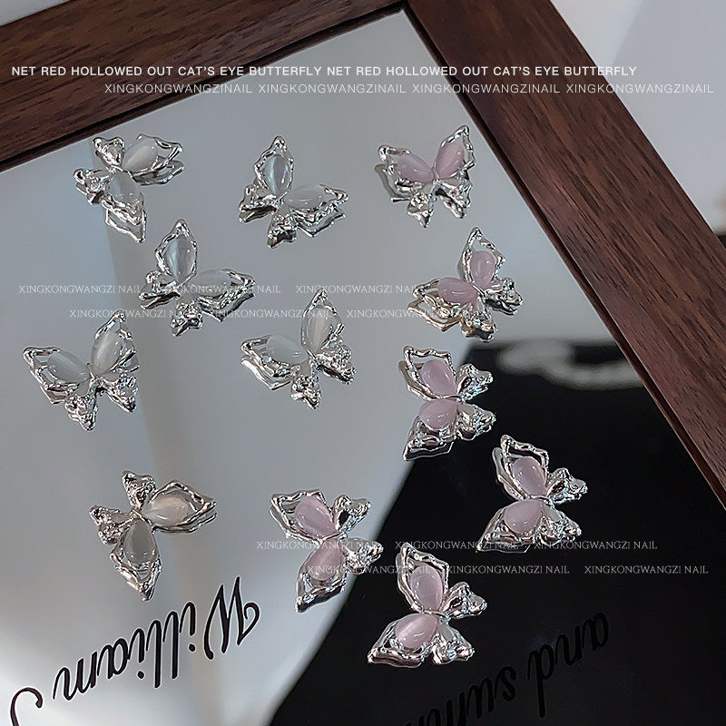 Cat's Eye Butterfly Nail Charms | 3D Alloy Nail Jewelry