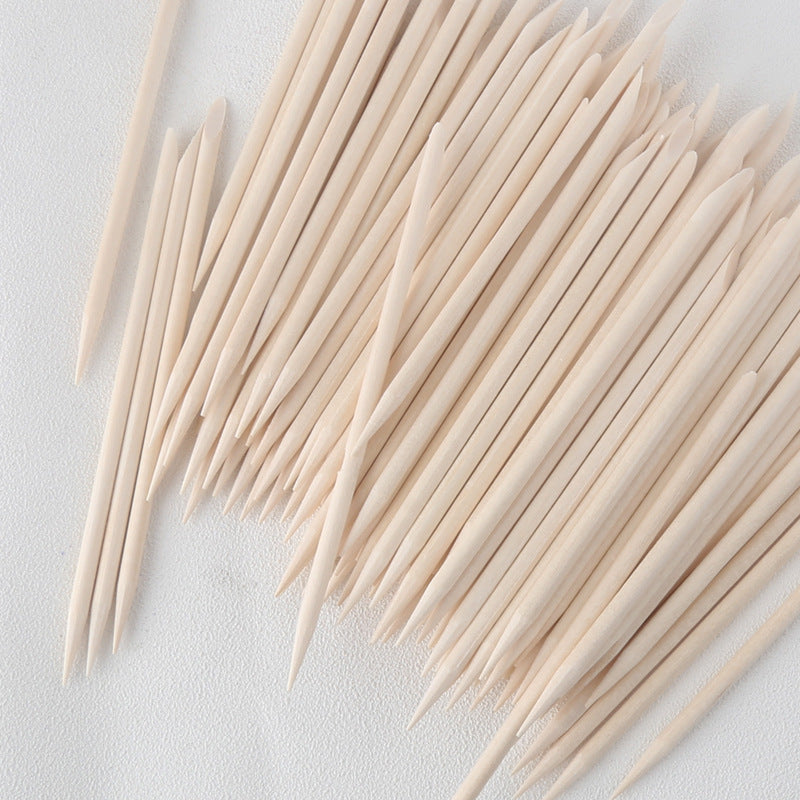 Nail art 100 orange sticks, beech dotted drill sticks 11.4cm, nail tool kit, multifunctional cleaning stick