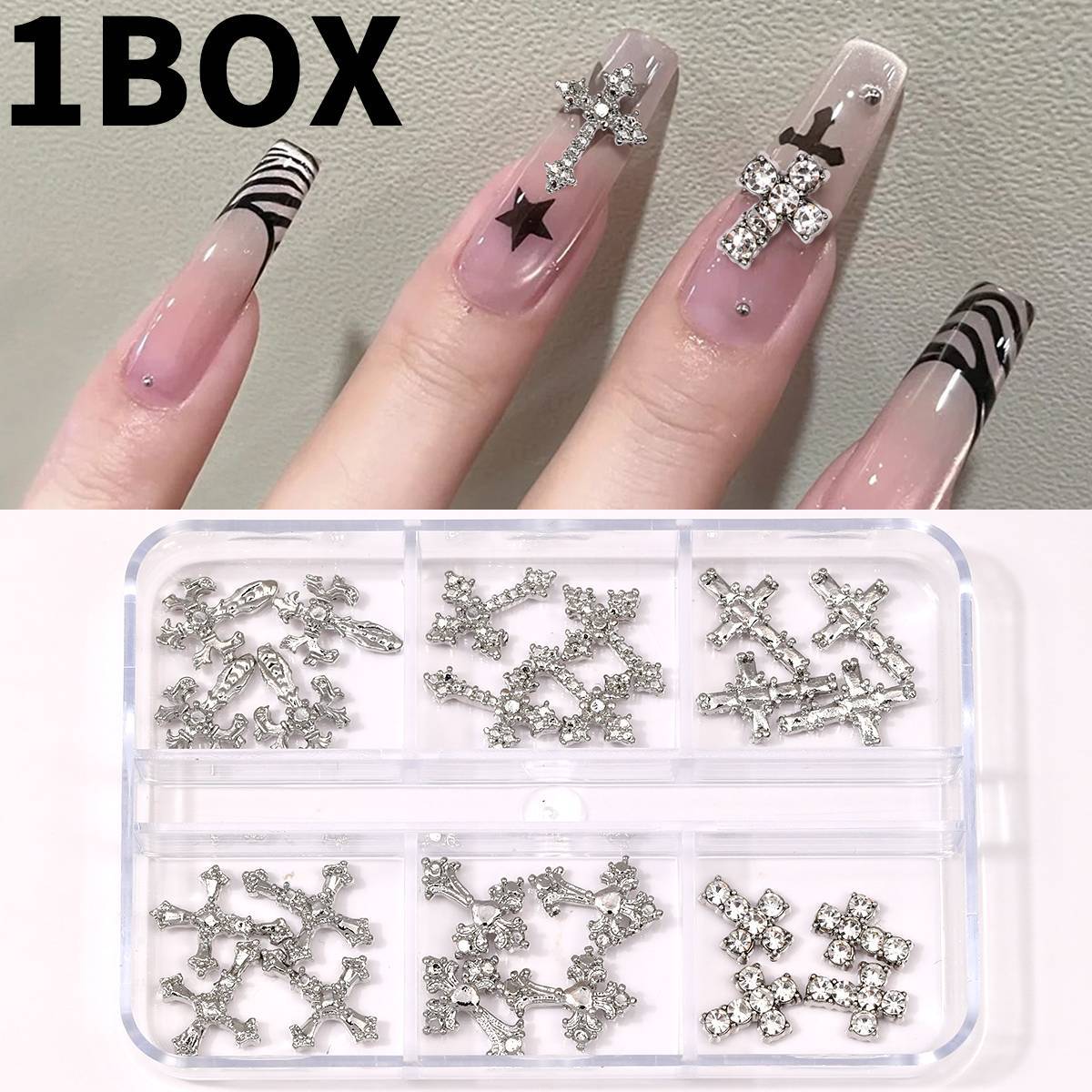 Multi-Style 3D Nail Charms Collection | Y2K, Gothic Crosses & Golden Butterfly Assortments