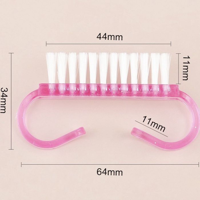 Colorful Nail Art Dust Brushes | Curved Handle Under-Nail Washing & Gel Prep Brushes