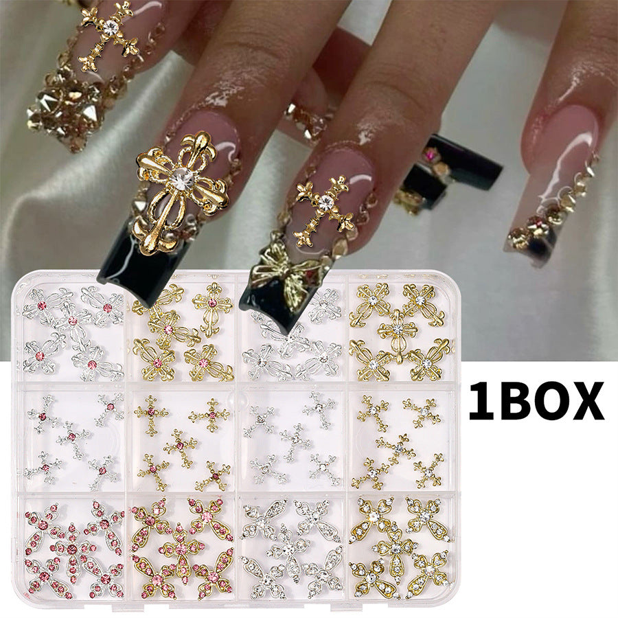 Multi-Style 3D Nail Charms Collection | Y2K, Gothic Crosses & Golden Butterfly Assortments