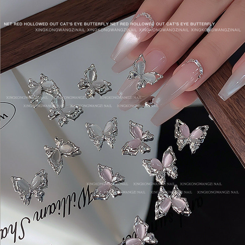 Cat's Eye Butterfly Nail Charms | 3D Alloy Nail Jewelry