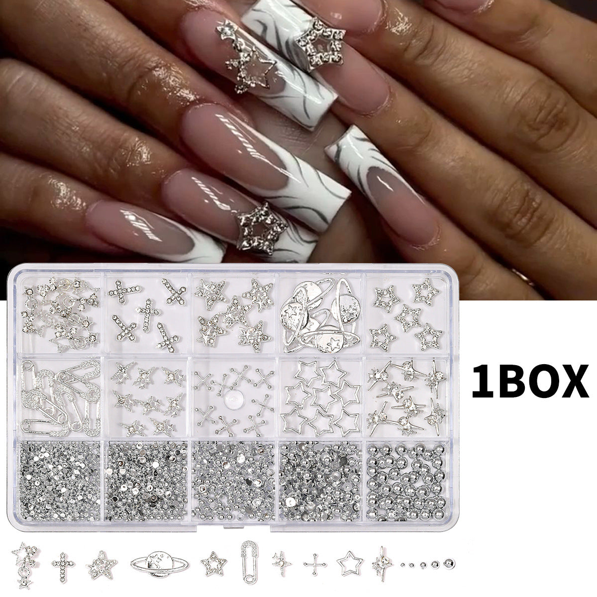Multi-Style 3D Nail Charms Collection | Y2K, Gothic Crosses & Golden Butterfly Assortments