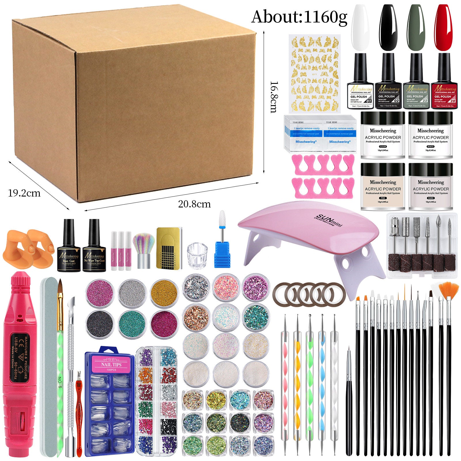 Misscheering Acrylic Nail Starter Kit | Glitter Collection