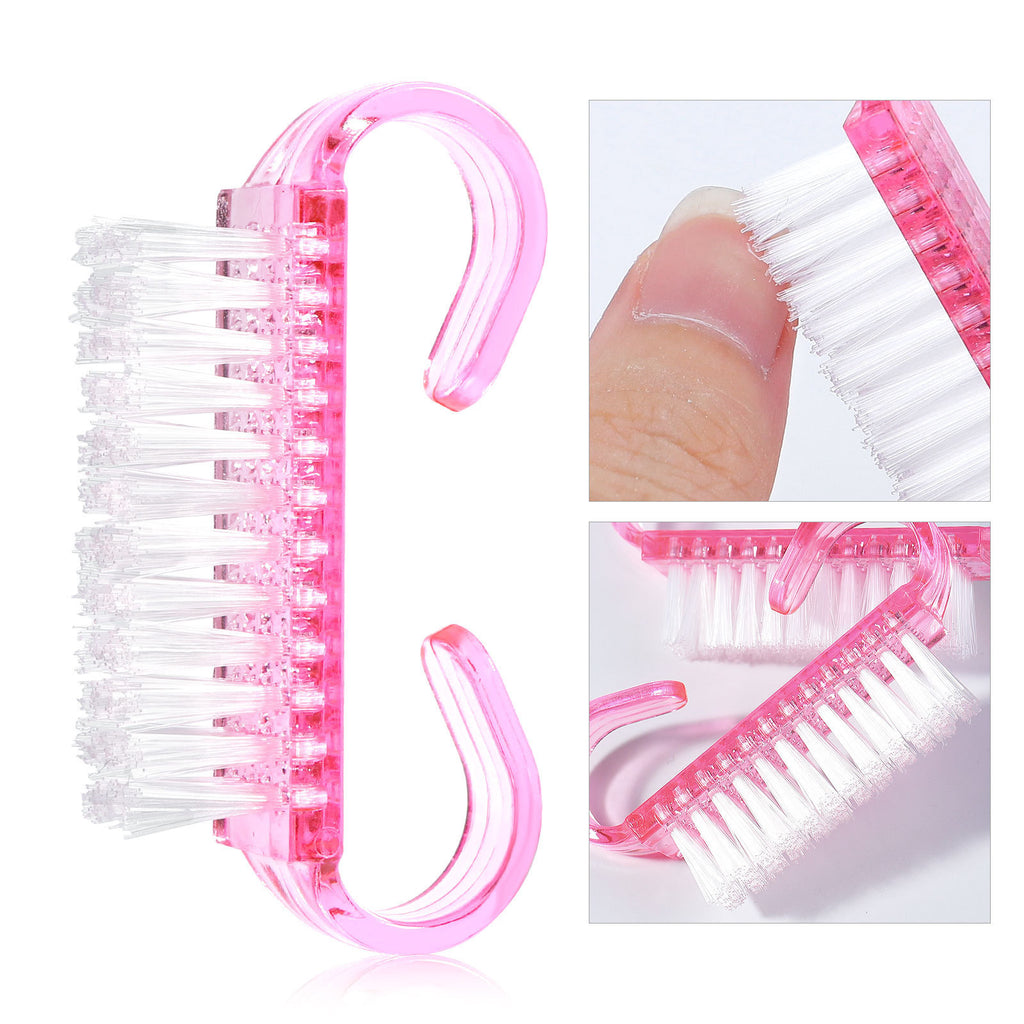 Colorful Nail Art Dust Brushes | Curved Handle Under-Nail Washing & Gel Prep Brushes