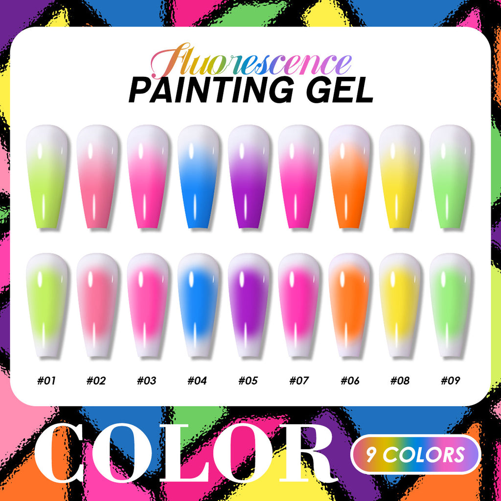 Fluorescent nine-grid pat glue cross-border no-clean transparent color gradient solid gel nail polish HONEYGIRL 1