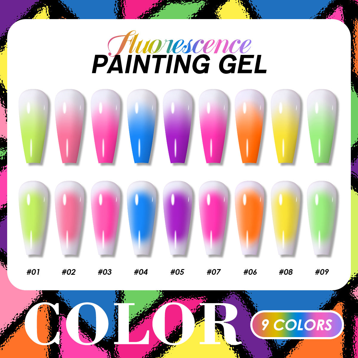 Fluorescent nine-grid pat glue cross-border no-clean transparent color gradient solid gel nail polish HONEYGIRL 1