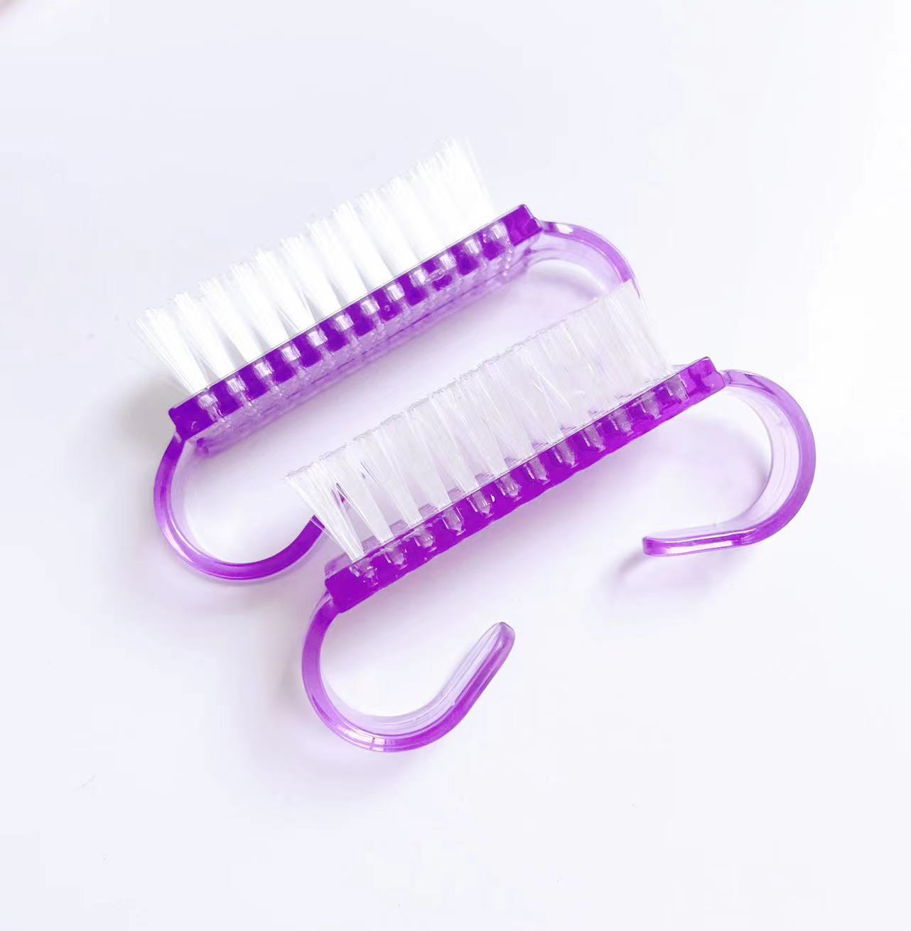 Colorful Nail Art Dust Brushes | Curved Handle Under-Nail Washing & Gel Prep Brushes