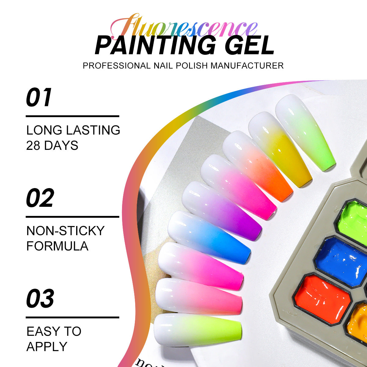 Fluorescent nine-grid pat glue cross-border no-clean transparent color gradient solid gel nail polish HONEYGIRL 1
