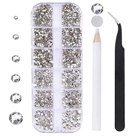 Crystal Glass Rhinestone Nail Kit | 12-Grid Flat-Back Diamond Set