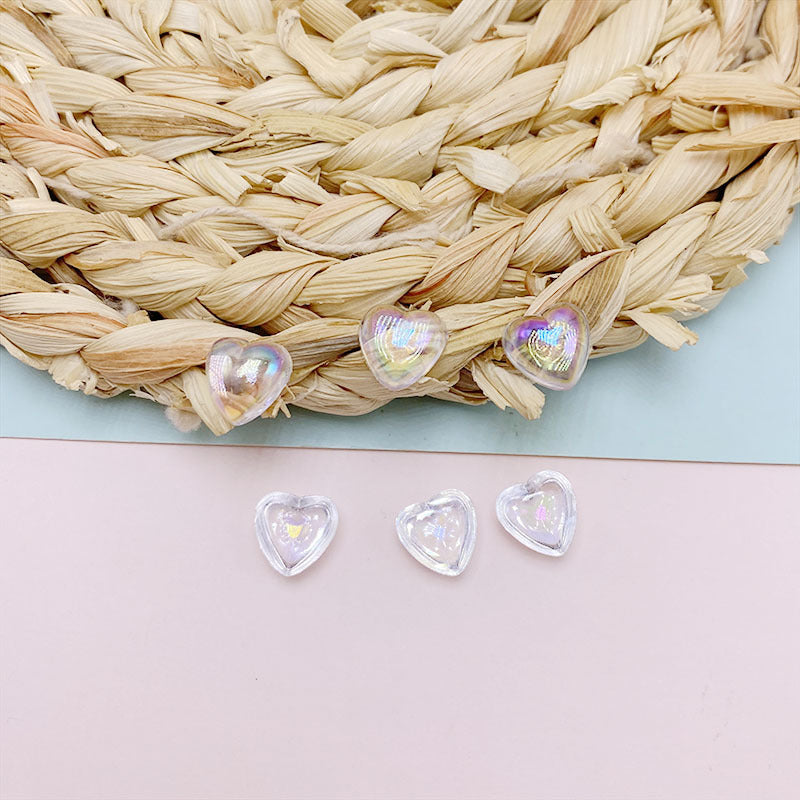 Colorful Heart-Shaped Flat-Back Resin Gems | Nail Art & DIY Decoration