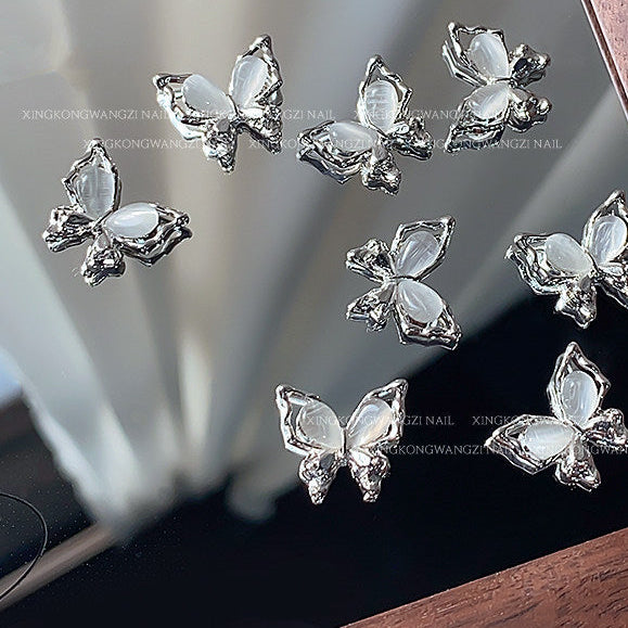 Cat's Eye Butterfly Nail Charms | 3D Alloy Nail Jewelry