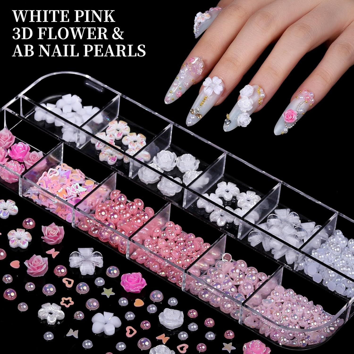 Nail Art Jewelry Full Set Bow Knot Shaped Diamonds Mixed Symphony Pearl Heart Sequins Nail Art Nail Jewelry