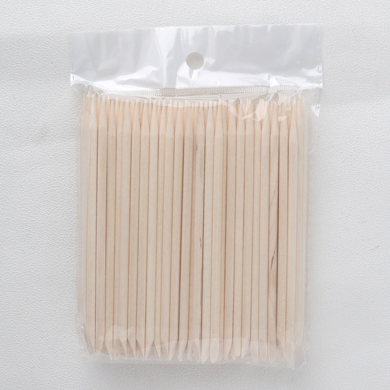 Nail art 100 orange sticks, beech dotted drill sticks 11.4cm, nail tool kit, multifunctional cleaning stick