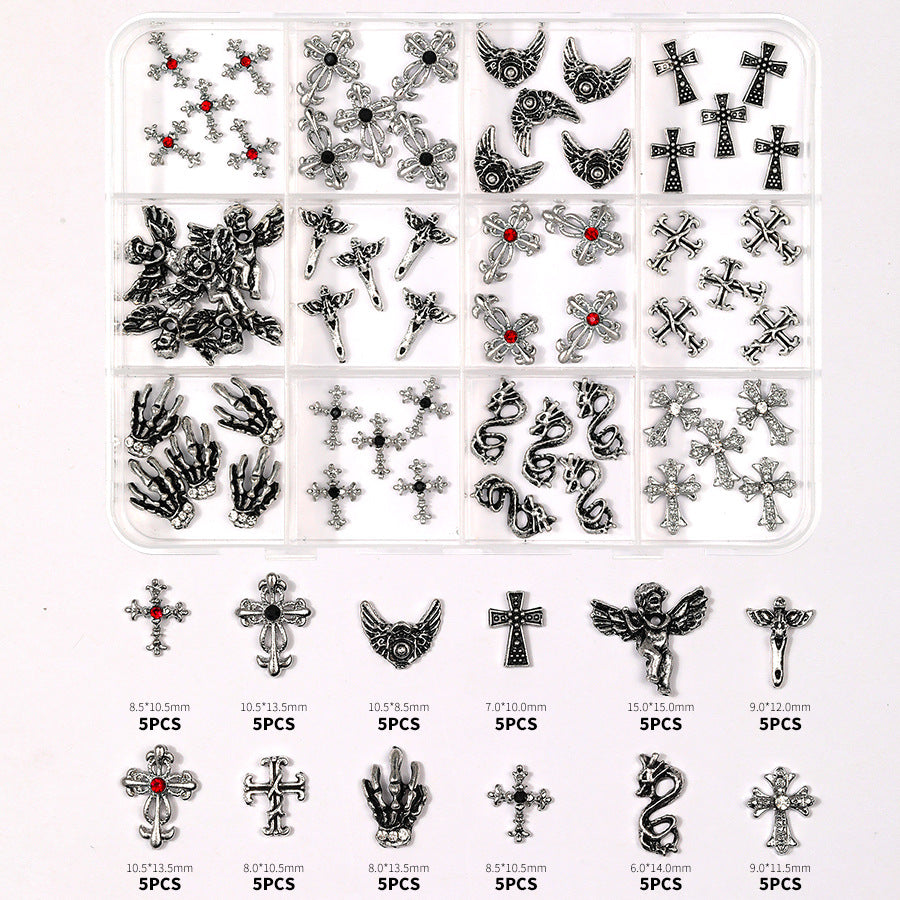 Multi-Style 3D Nail Charms Collection | Y2K, Gothic Crosses & Golden Butterfly Assortments