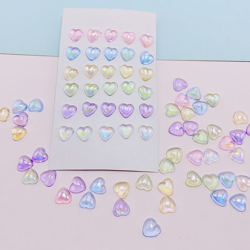 Colorful Heart-Shaped Flat-Back Resin Gems | Nail Art & DIY Decoration