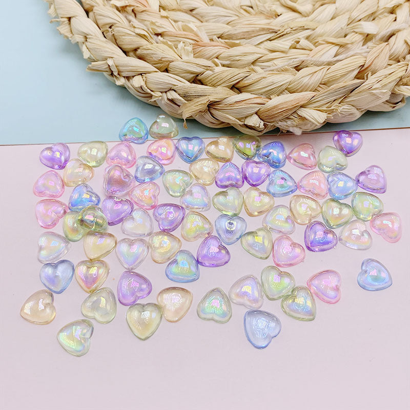 Colorful Heart-Shaped Flat-Back Resin Gems | Nail Art & DIY Decoration