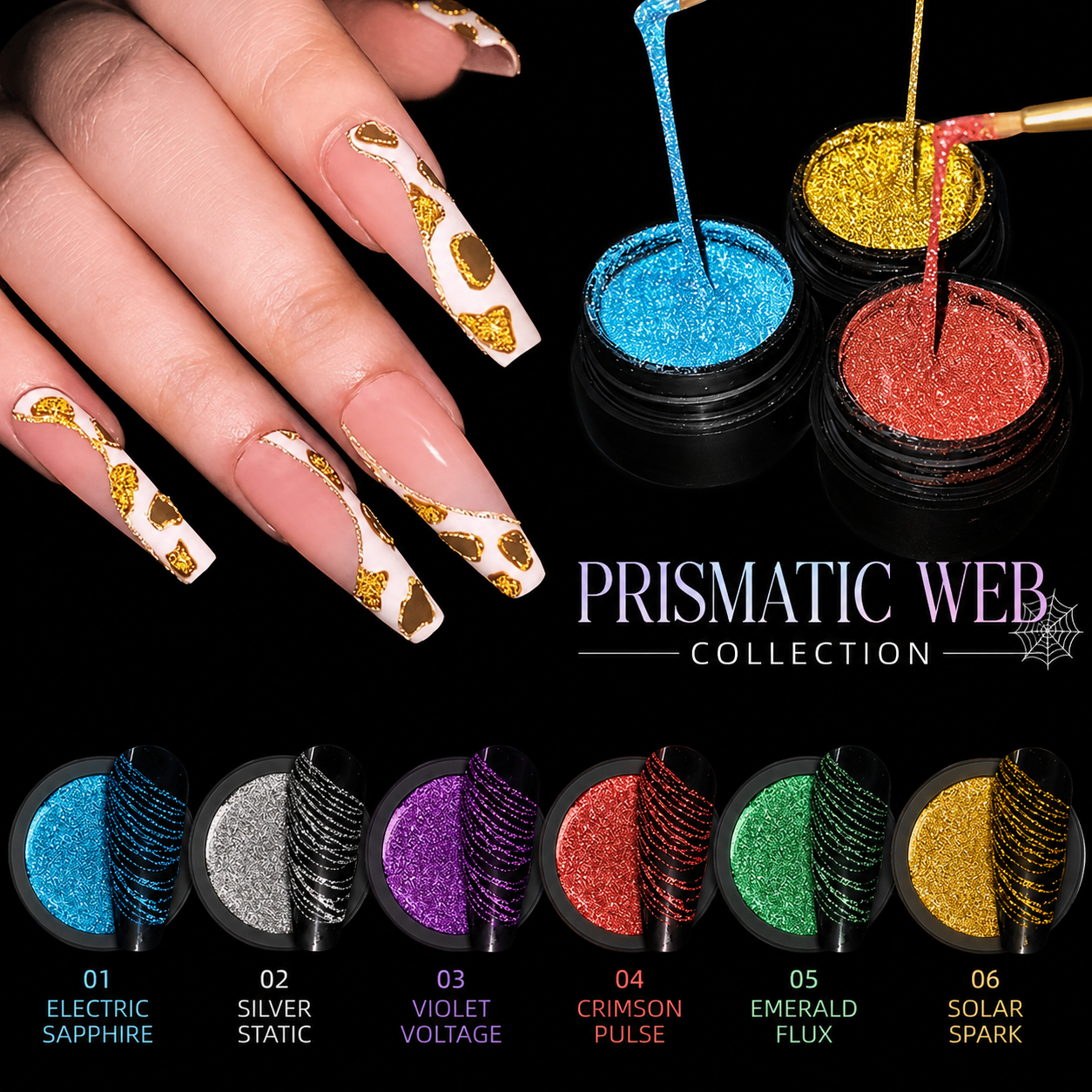 Prismatic Web Collection | Reflective Spider Gel