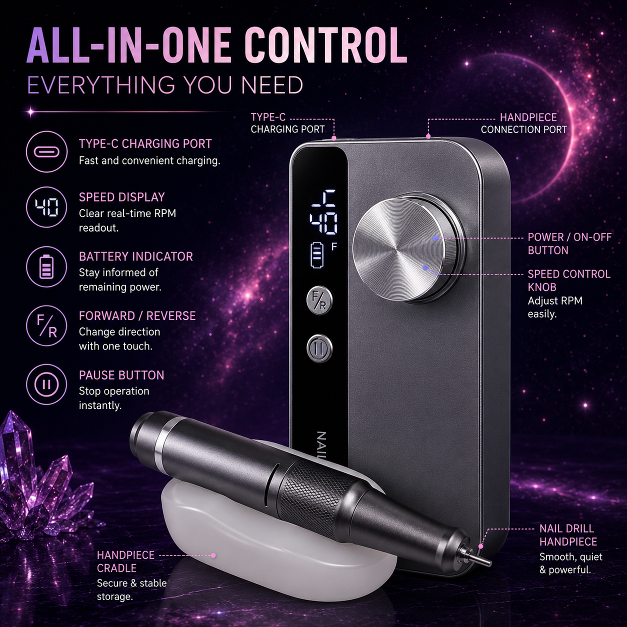 Yames M-50 Electric Nail Drill | Entry, Recommended & Upgraded Editions